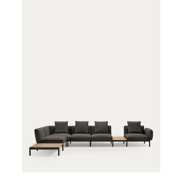 Tmavosivá čalúnená záhradná pohovka (ľavý roh) Sorells – Kave Home-image-2