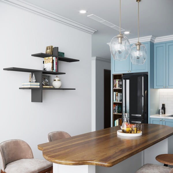 Antracitová poschodová polica 123 cm Leo – Kalune Design-image-1