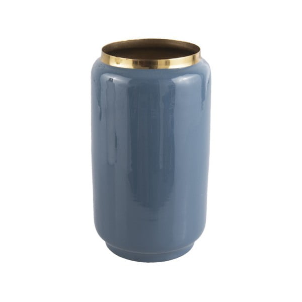 Modrá váza s detailom v zlatej farbe PT LIVING Flare, výška 25 cm