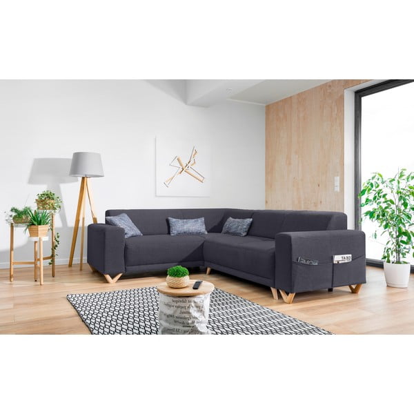 Antracitová rozkladacia/s úložným priestorom rohová pohovka (ľavý roh/do L) Classy Sophie – Miuform-image-3