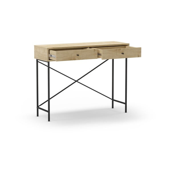 Konzolový stolík s doskou v dubovom dekore v prírodnej farbe 35x110 cm Titan – Marckeric-image-3