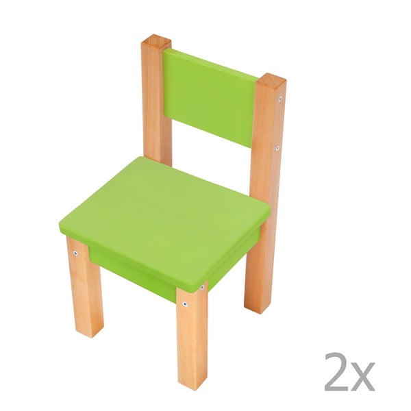 Sada 2 zelených detských stoličiek Mobi furniture Mario
