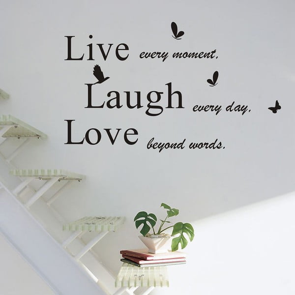 Dekoratívna samolepka Live Laugh Love, 50x70 cm