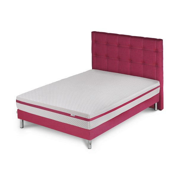 Ružová posteľ s matracom Stella Cadente Pluton Saches, 140 × 200 cm