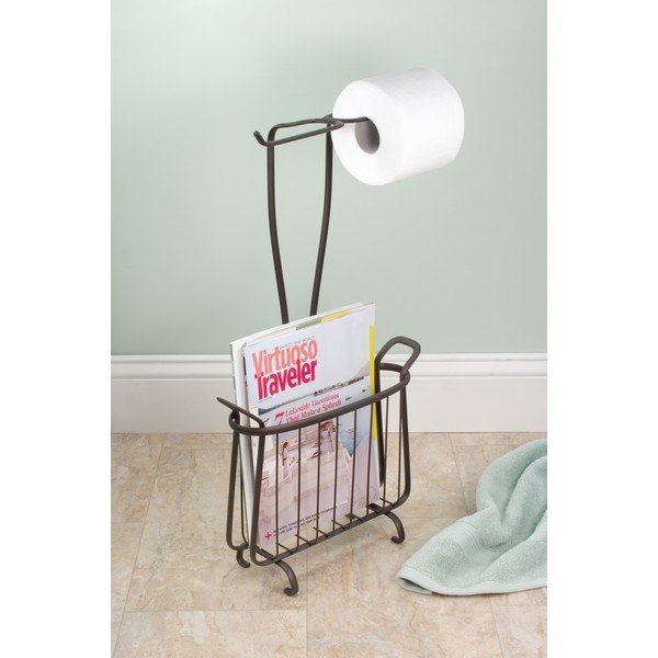 Kovový držiak na toaletný papier v bronzovej farbe iDesign Axis, výška 61 cm-image-1