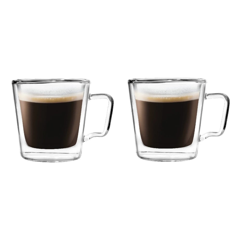 E-shop Sklenené hrnčeky v súprave 2 ks na espresso/dvojstenné 80 ml Diva – Vialli Design