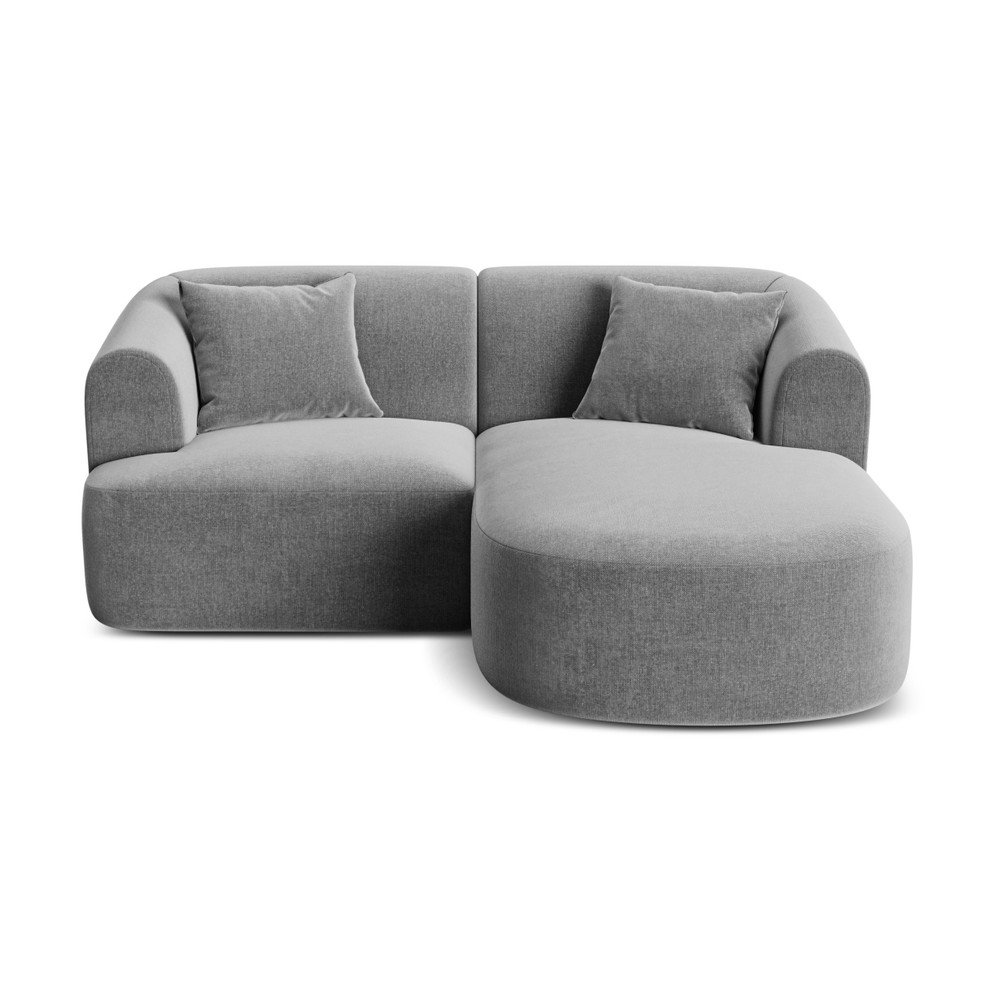 Svetlosivá zamatová rohová pohovka (pravý roh/s leňoškou) Campi – Cosmopolitan Design