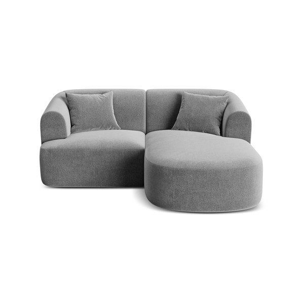 Svetlosivá zamatová rohová pohovka (pravý roh/s leňoškou) Campi – Cosmopolitan Design