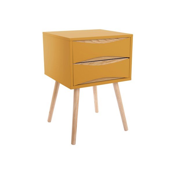 Žltý nočný stolík s 2 zásuvkami Leitmotiv Cabinet Buoyant