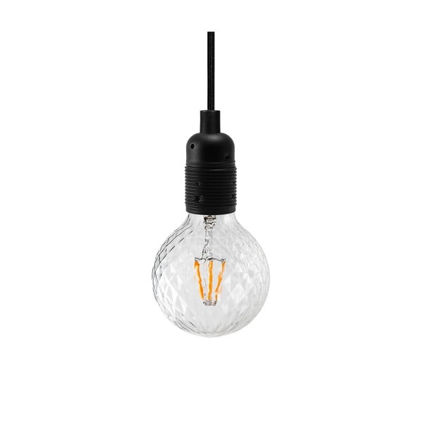 Čierne závesné svietidlo s 3 žiarovkami Bulb Attack Uno Basic Globe Clear-image-1