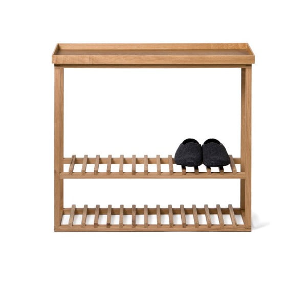 Polica na topánky/úložný stolík s prírodnou doskou z dubového dreva Wireworks Hello Storage-image-1
