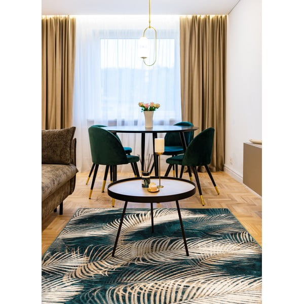 Vlnený koberec v petrolejovomodrej farbe 133x180 cm Areca - Agnella-image-1