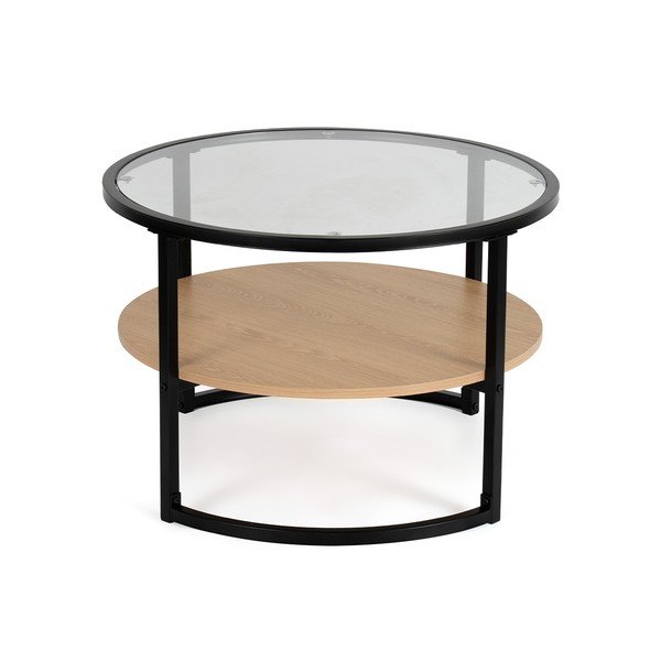 Čierny/v prírodnej farbe okrúhly konferenčný stolík v dekore duba ø 68 cm Zanu – Bonami Essentials-image-3