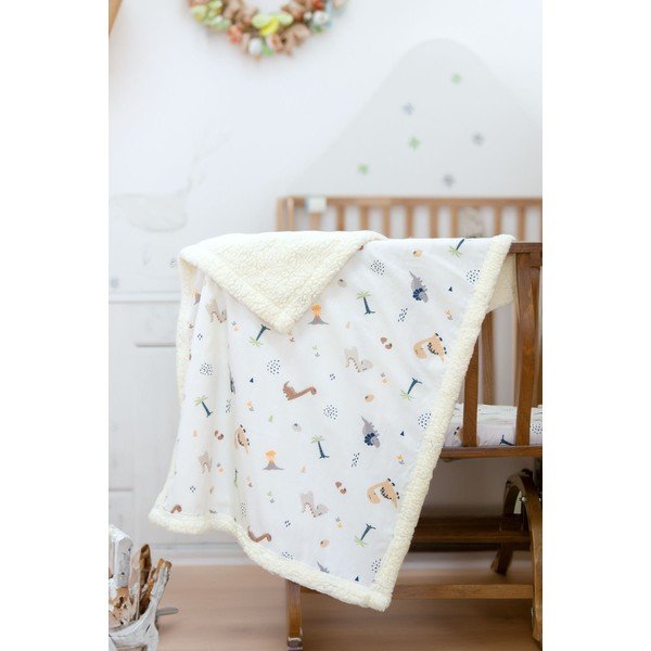 Biela detská deka z bavlny Renforcé 75x100 cm Dinozor – Mijolnir-image-1