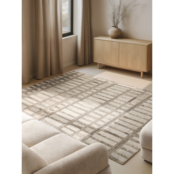 Krémovobiely ručne tkaný vlnený koberec 80x150 cm Boho 1.0 Linara – Vikosa-image-1