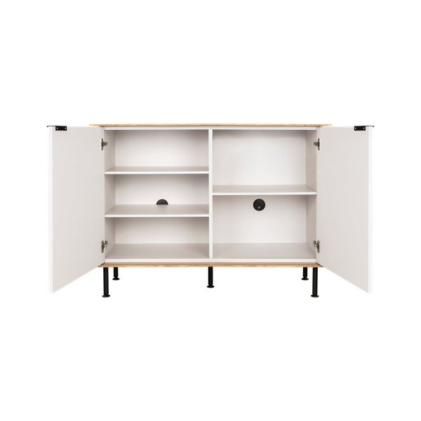 Sivobéžová komoda v dekore duba s otvorom pre káble 120x88x50 cm Suumo – noo.ma-image-3