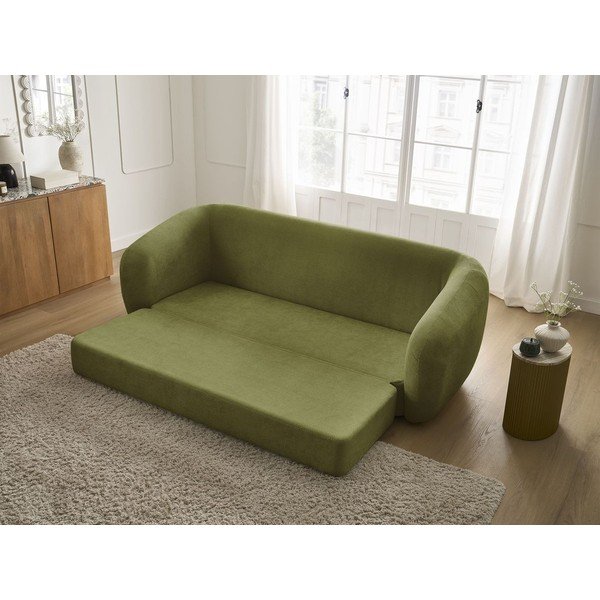 Zelená ženilková rozkladacia pohovka 228 cm Neyo – Bobochic Paris-image-1