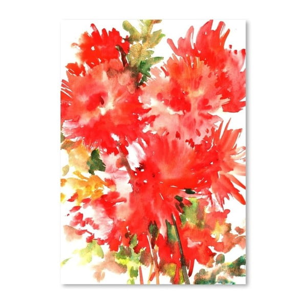 Autorský plagát Red Dahlias od Surena Nersisyana, 30 x 21 cm