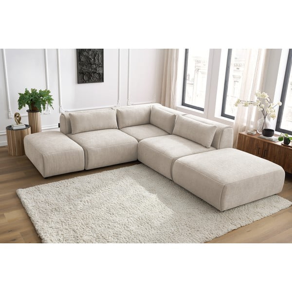 Béžová rohová pohovka (variabilná) Jeanne - Bobochic Paris-image-1