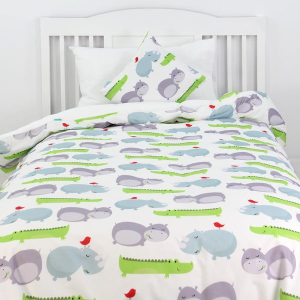 Detské bavlnené obliečky na paplón a vankúš Mr. Fox Hippo, 140 × 200 cm-image-1