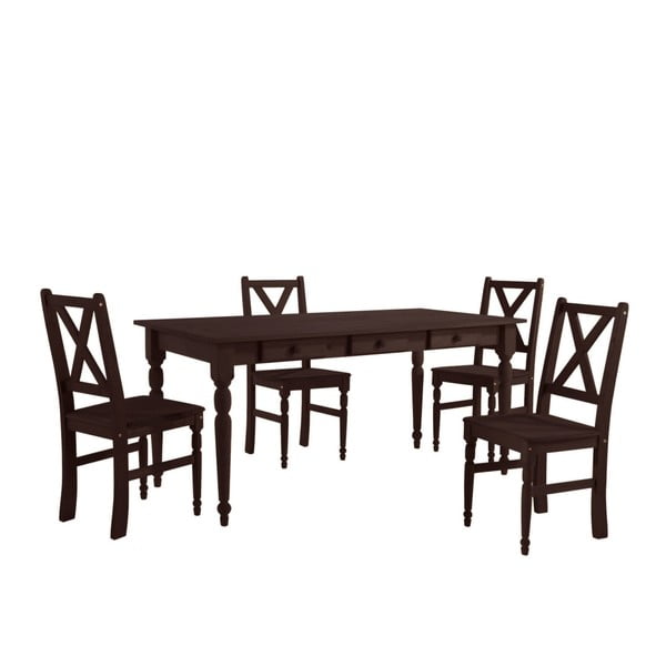 Set 4 tmavohnedých drevených jedálenských stoličiek so stolom Støraa Normann, 160 x 80 cm