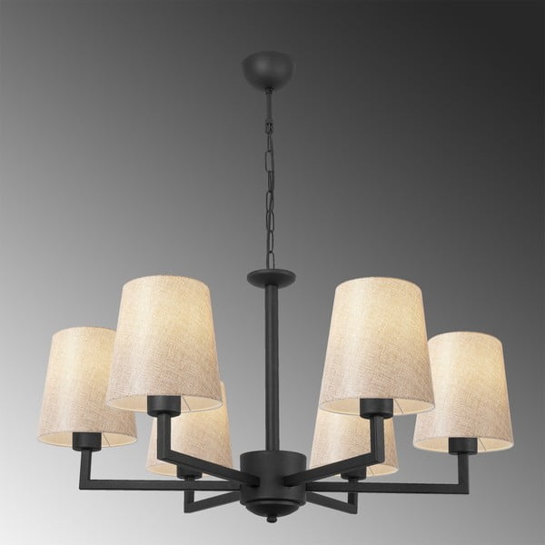 Čierne závesné svietidlo s textilným tienidlom Profil – Opviq lights-image-3