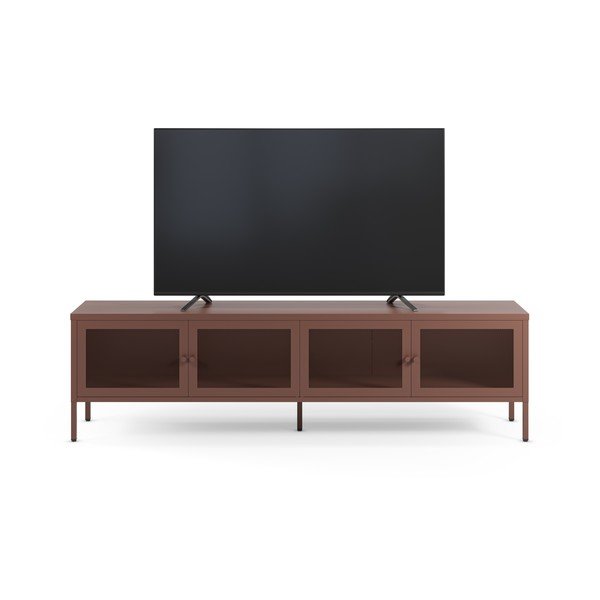 Vínovočervený kovový TV stolík 160x50x35 cm Fayna – Marckeric-image-4