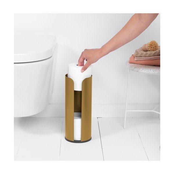 Oceľový stojan na toaletný papier v zlatej farbe ReNew – Brabantia-image-2