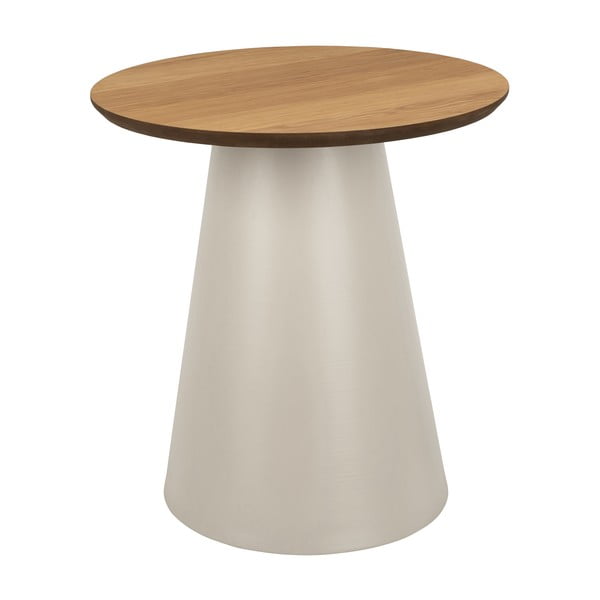 Okrúhly konferenčný stolík s doskou v dubovom dekore v krémovo-prírodnej farbe ø 45 cm Soli – Actona