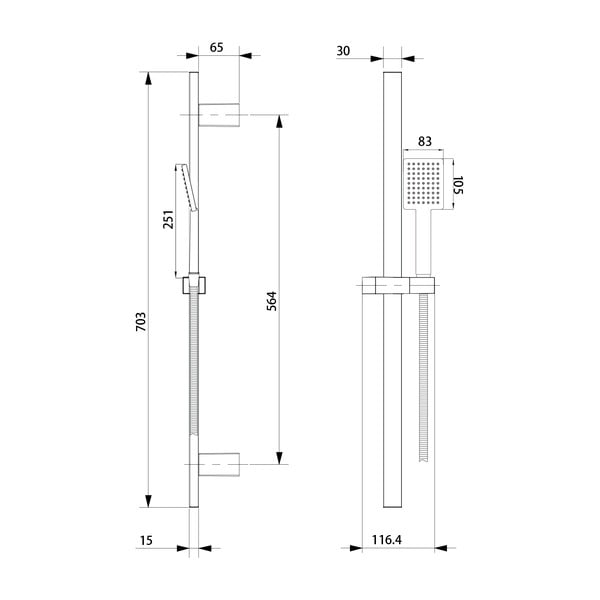 Matne čierna antikoro sprchová súprava s ručnou sprchou a posuvným držiakom 70 cm – Sapho-image-3