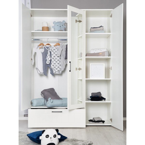 Biela detská šatníková skriňa so zrkadlom 139x190 cm Sylt – Roba-image-2