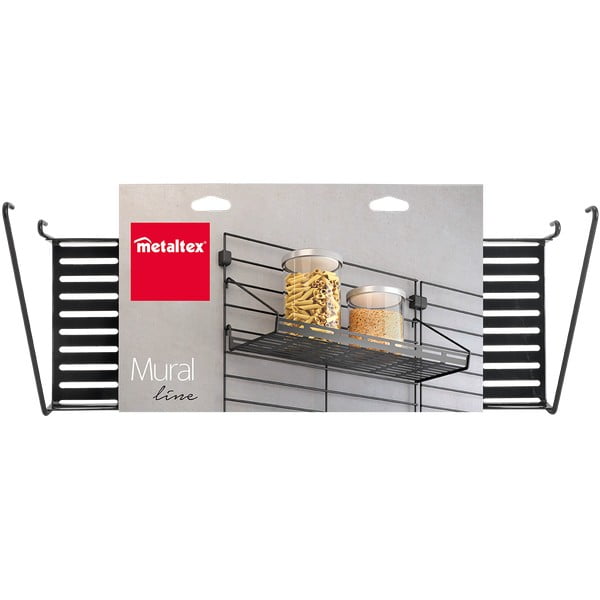 Čierny kovový komponent - polica 43x15 cm Mural – Metaltex-image-2