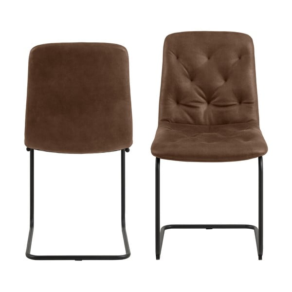 Hnedé jedálenské stoličky z imitácie kože v súprave 2 ks Kira – Actona-image-2