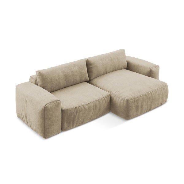 Svetlohnedá ženilková rozkladacia rohová pohovka (pravý roh/s leňoškou) Kuki – Makamii-image-3