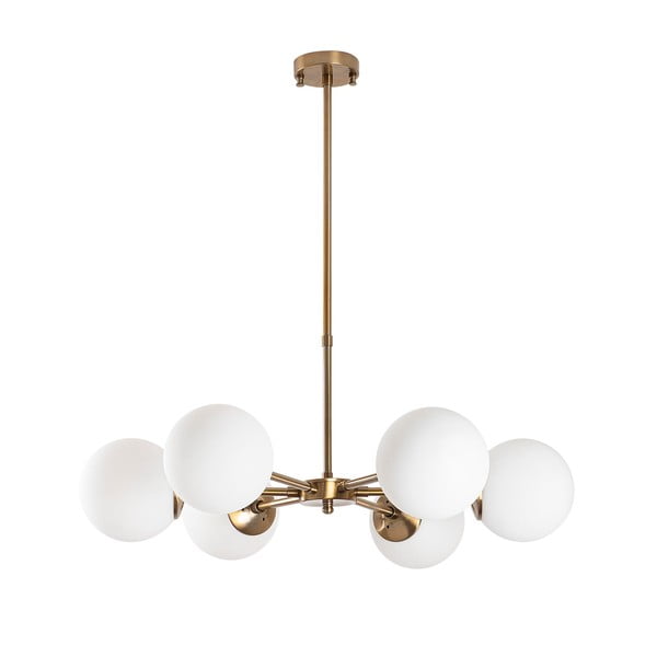 Biele/v mosadznej farbe závesné svietidlo so skleneným tienidlom ø 73 cm Akkas – Opviq lights