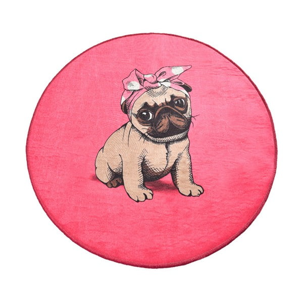 Kúpeľňová podložka Homefesto Pink Pug, ⌀ 100 cm