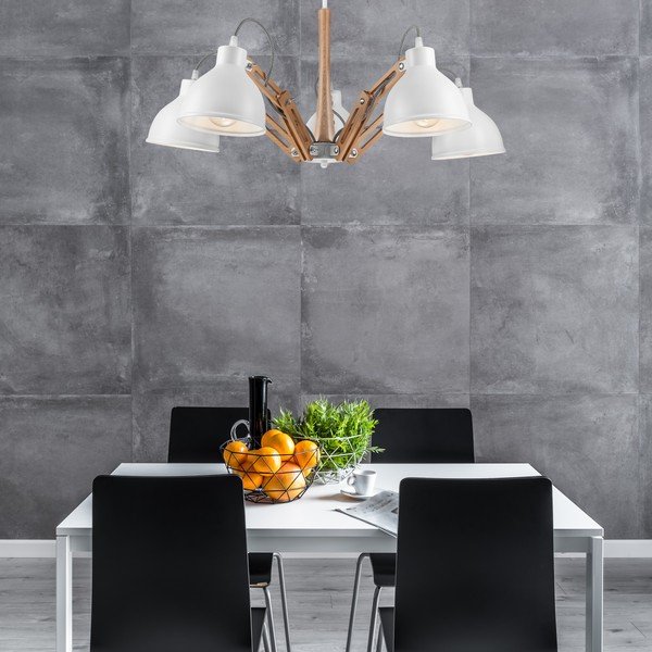 Bielo-hnedé stropné svietidlo s kovovým tienidlom ø 15 cm Marcello – LAMKUR-image-2