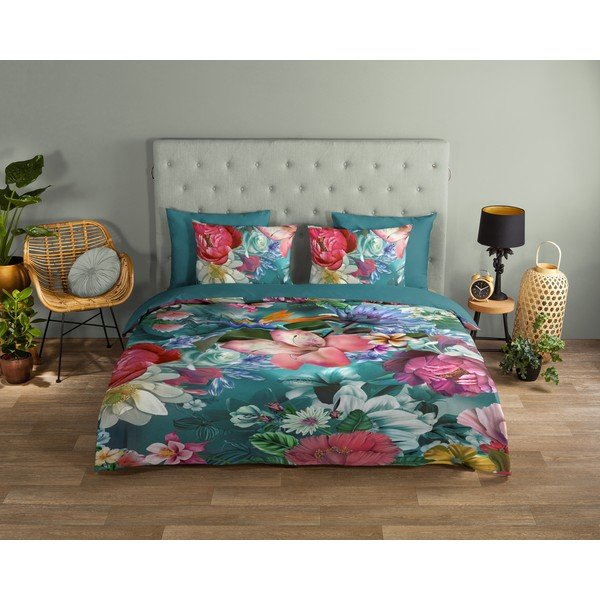 Tyrkysové bavlnené obliečky na jednolôžko 140x200 cm – Good Morning-image-1