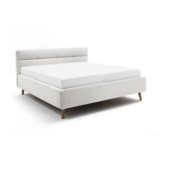 Svetlosivá čalúnená dvojlôžková posteľ s úložným priestorom s roštom 180x200 cm Lotte – Meise Möbel