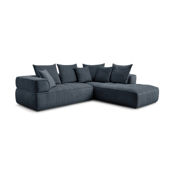 Tmavomodrá ženilková rohová pohovka (pravý roh/do L) Whesley – Bobochic Paris-image-3