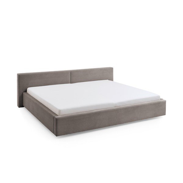 Taupe čalúnená dvojlôžková posteľ s úložným priestorom s roštom 200x240 cm Cube – Meise Möbel
