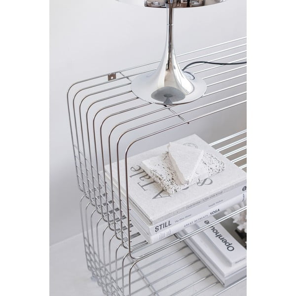 Kovová nástenná knižnica v lesklej striebornej farbe 70x30 cm Wire – Mette Ditmer Denmark-image-3