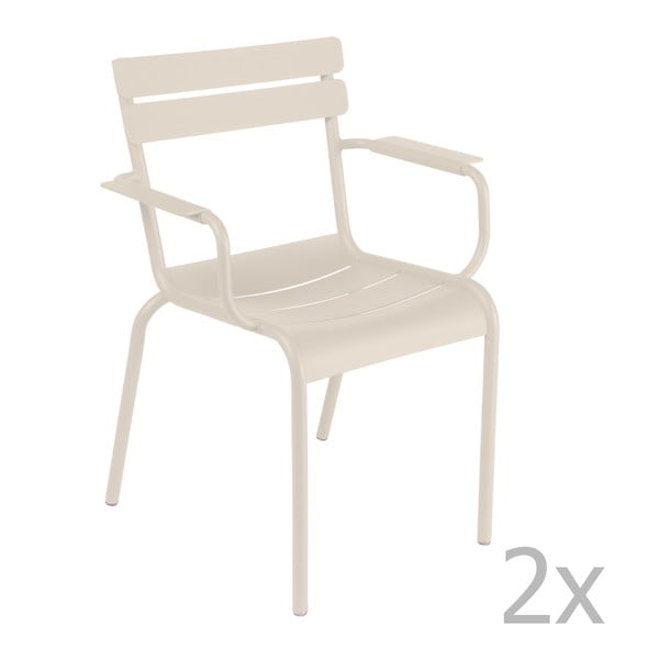 Sada 2 krémových stoličiek s opierkami na ruky Fermob Luxembourg
