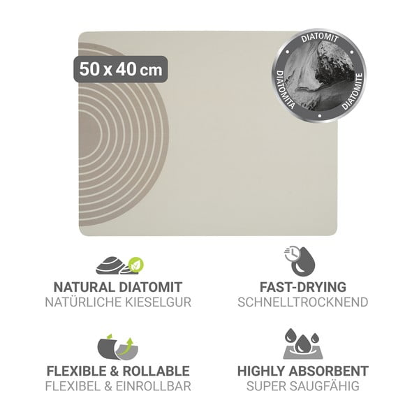 Béžová gumová odkvapkávacia podložka na riad 50x40 cm Dima – Wenko-image-3