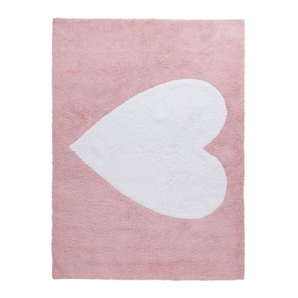 Ružový bavlnený koberec Happy Decor Kids Big Heart, 160 x 120 cm