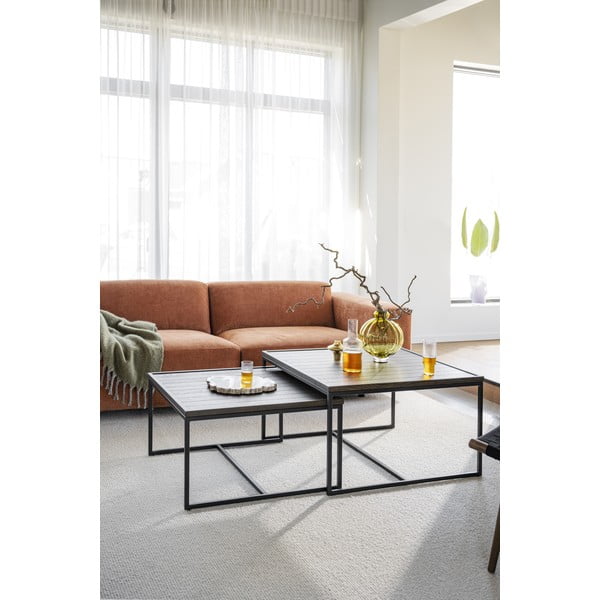 Tmavohnedý konferenčný stolík s doskou z dubového dreva ø 80 cm Deerfield – Rowico-image-3