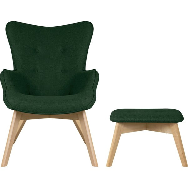 Tmavozelené kreslo s podnožkou Niko – Ropez-image-2