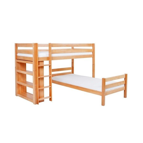 Detská poschodová posteľ z masívneho bukového dreva Mobi furniture Emil, 200 × 90 cm