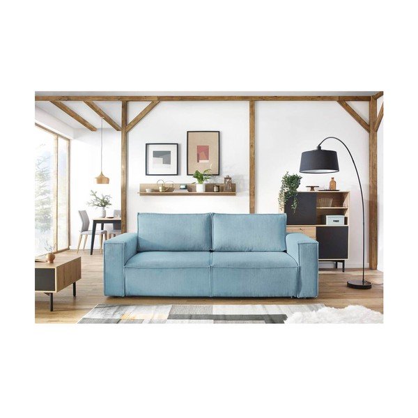 Menčestrová rozkladacia/s úložným priestorom pohovka v mentolovej farbe 245 cm Nihad – Bobochic Paris-image-1