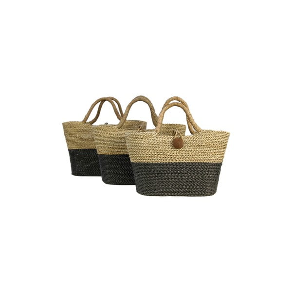 Sada 3 úložných košov z morskej trávy HSM collection Basket Set Duro